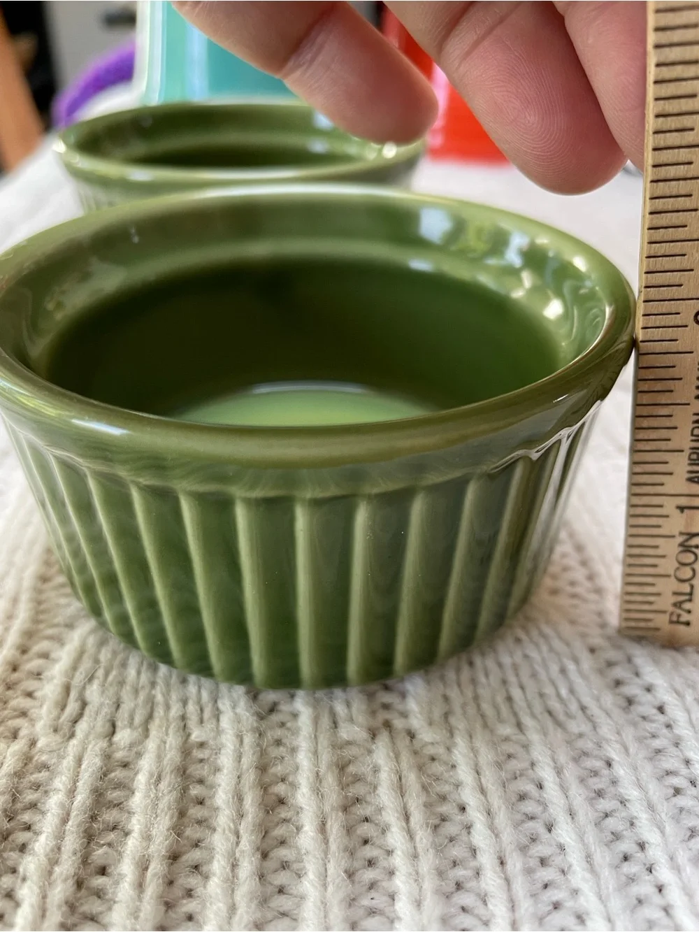 BIA Green Flutes/Ribbed Ceramic Ramekins - Set of 2
